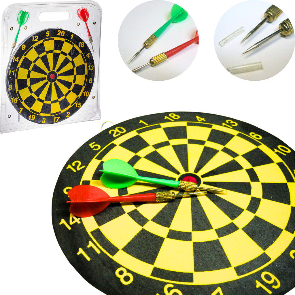 Kit Jogo De Arremessar 2 Dardos Ponta De Metal + Alvo Bullseye Tabuleiro De Pontuação