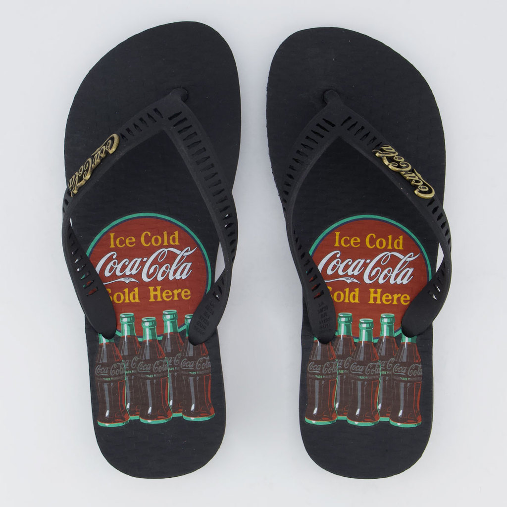 Chinelo Coca Cola Bottle Circle Preto em Oferta na Shopee