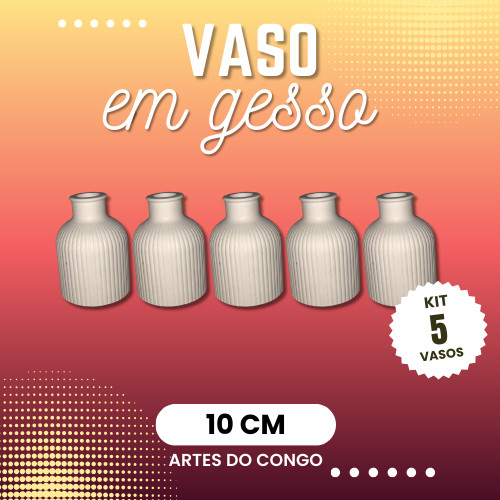 kit 5 vasos de gesso cru - centro de mesa - decoração - casamento - festa - batizado