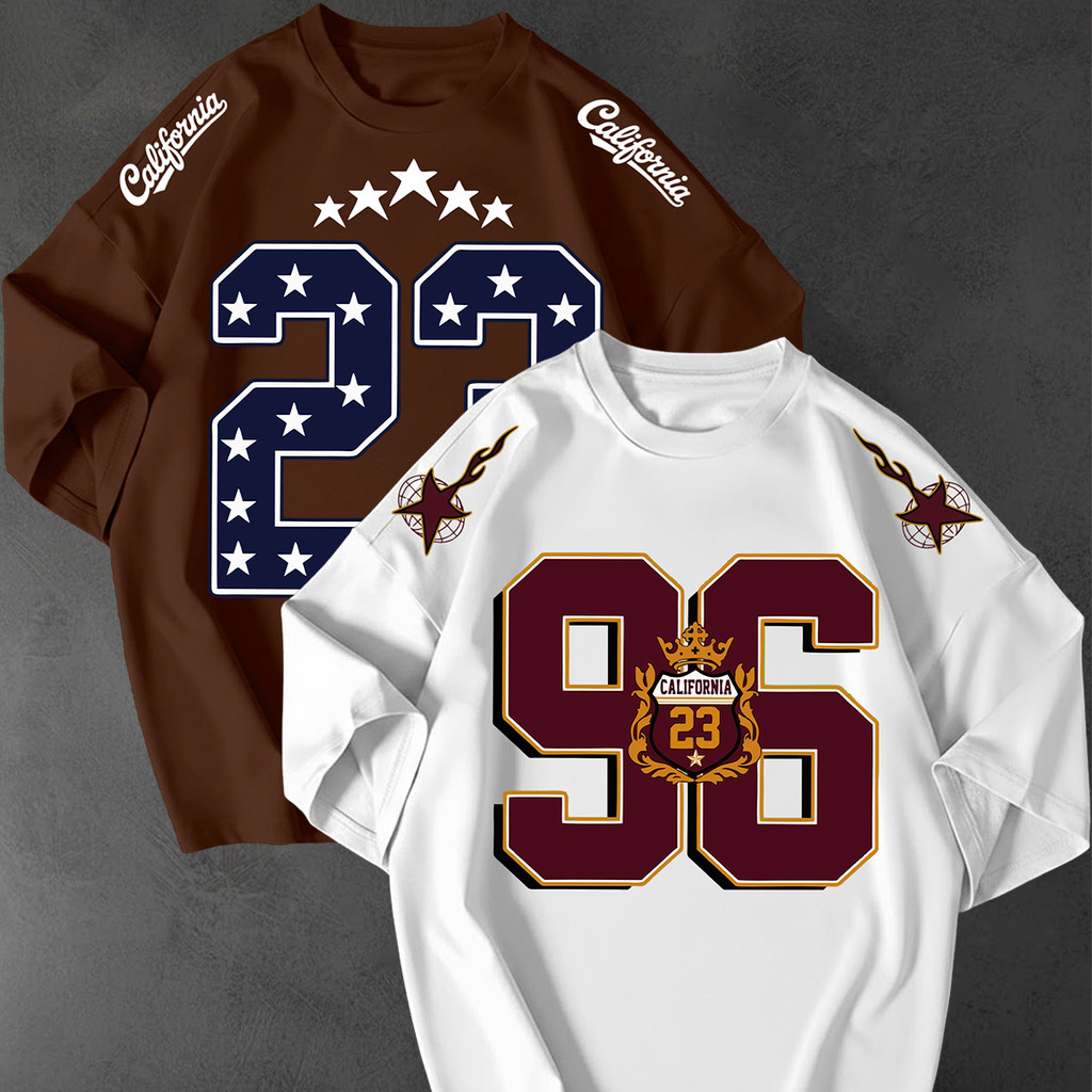 Kit 2 Camisetão Oversized Streetwear Estampa California Numero 23 24 Los Angeles Unissex Unissex
