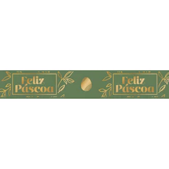 Laço Fácil de Fita de Cetim - Feliz Páscoa Gold Verde - ELRC005H Cor 008 - 22mm - 5 unidades - Fitas Progresso - Rizzo