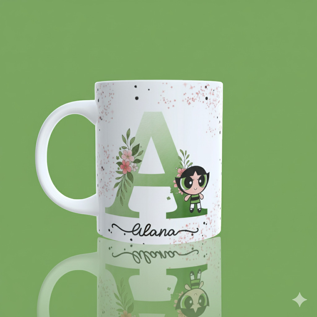 Caneca de Porcelana Personalizada com o Nome Docinho Lindinha Florzinha Meninas Super Poderosas