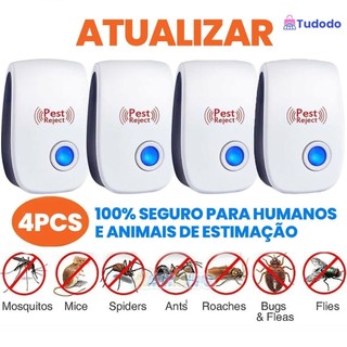 1/2/3/4   Repelente Eletrônico Ultrassônico Mosca Pernilongos Baratas Morcegos repele e Espanta Ratos bivolt