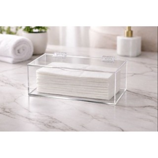 Porta Lenço Guardanapo Papel S/ Abertura na Tampa Acrílico Cristal Transparente Caixa P/ Papel Toalha Banheiro Clínica em Oferta na Shopee