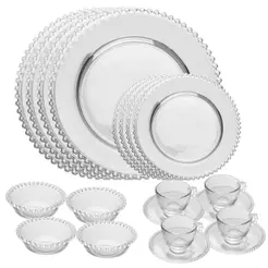 Aparelho de Jantar Wolff Pearl Cristal 20 Peças Jogo de Pratos e Louças 4 Pessoas Mesa Posta Receber Convidados Presente