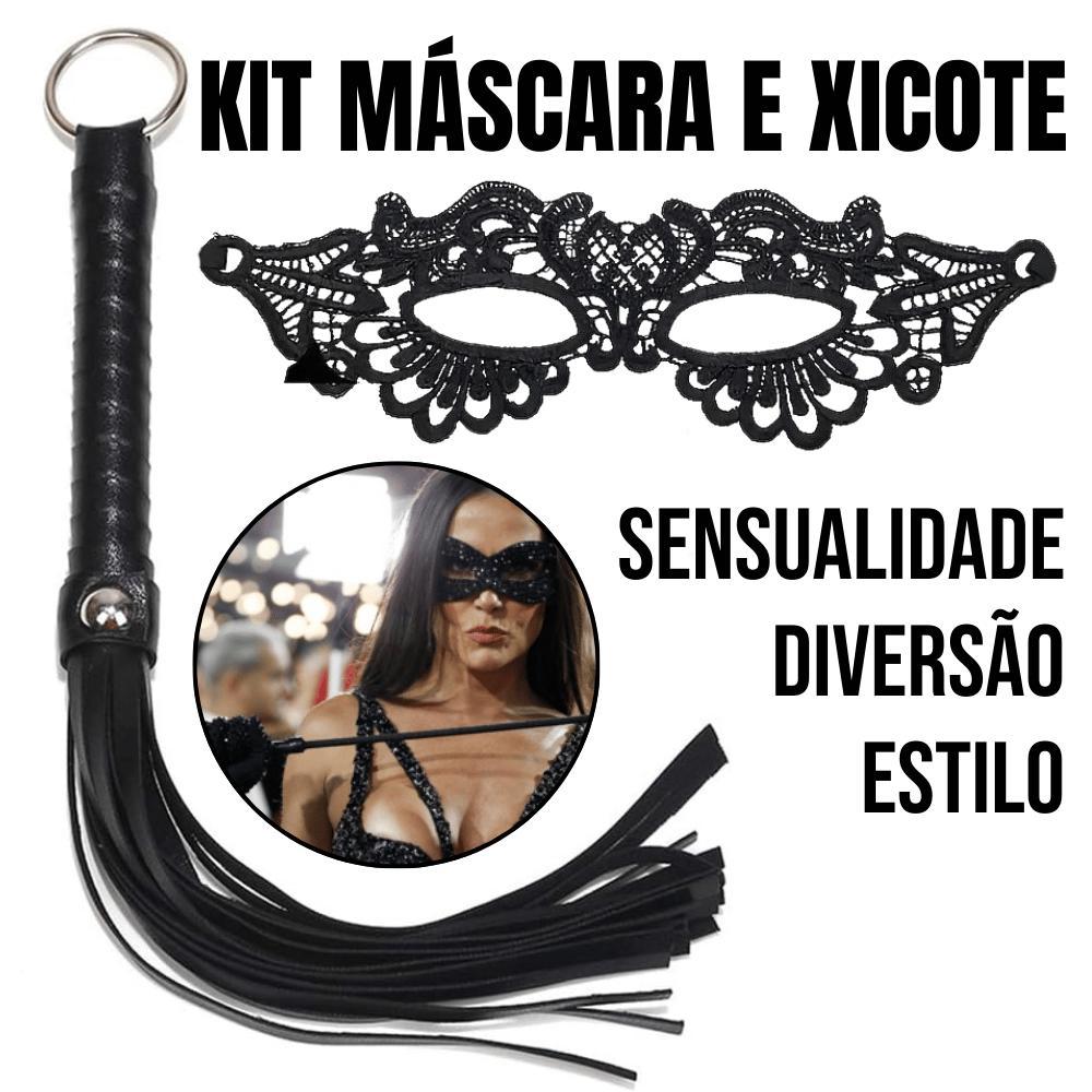 Kit Fantasia com Máscara e Chicote Sado Festa Carnaval Fantasia Brincadeiras Tiazinha