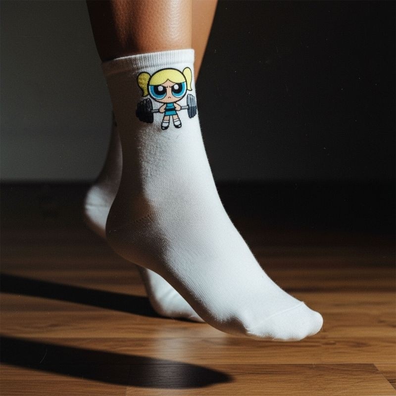 Meia Esportiva Feminina Super Poderosas Algodão Confortável Academia em Oferta na Shopee