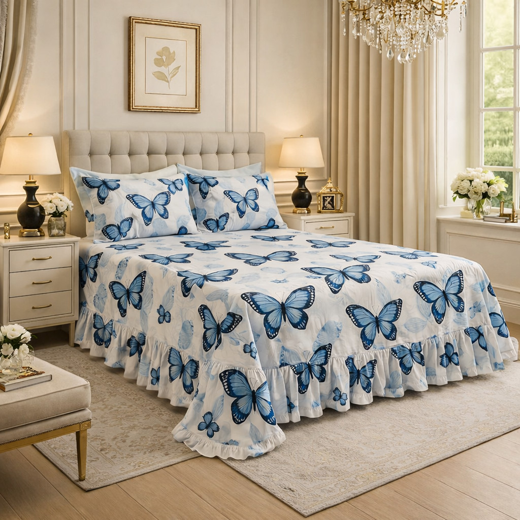 Kit Colcha Cobre Leito Helena Queen 3 Peças com Babado – Micropercal Toque de Algodão + 2 Porta Travesseiros | Oferta em Oferta na Shopee