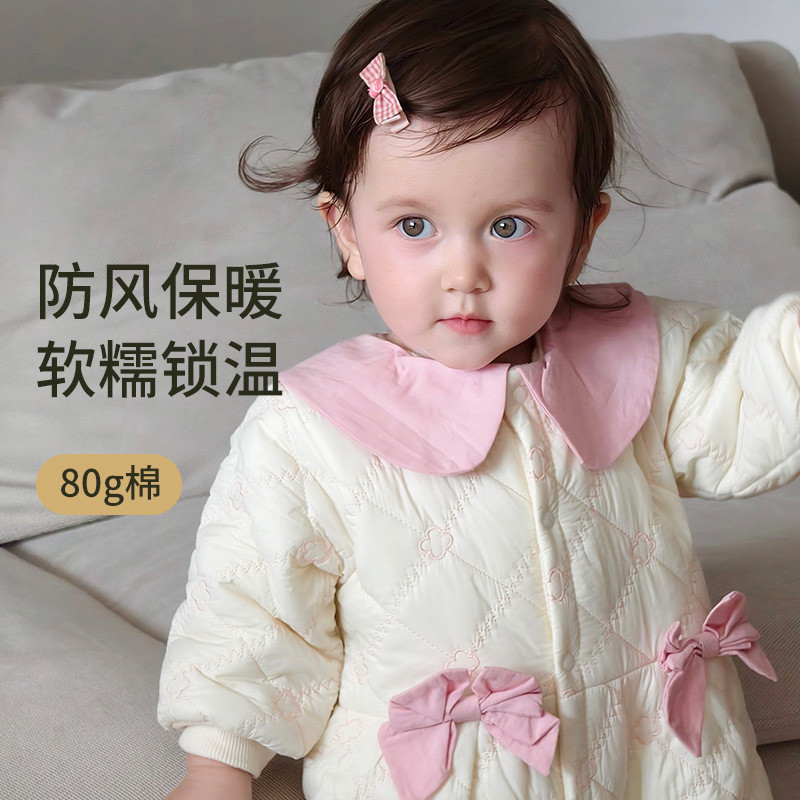 Bebê leve roupas de algodão roupas de inverno bonito bebê menina 0-12 meses velo Outing roupas princesa macacão da crian