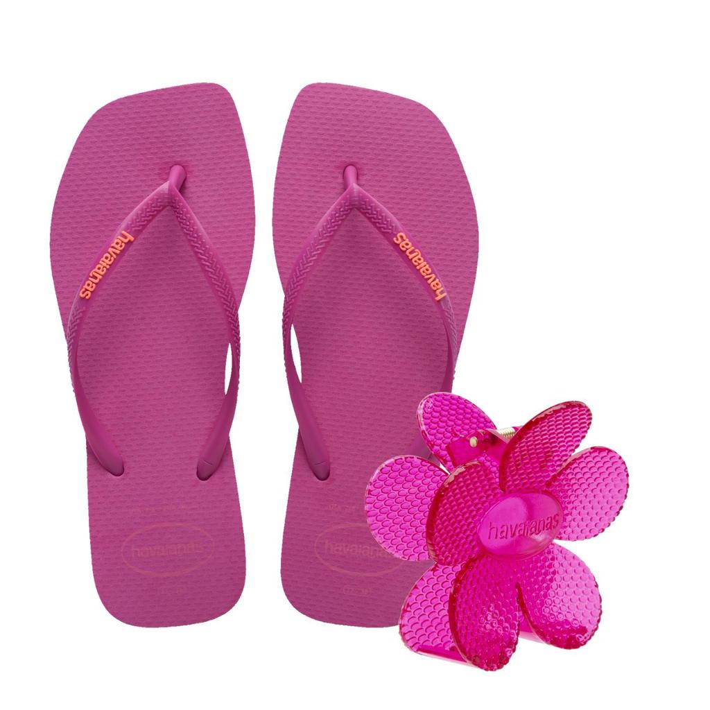 Kit Havaianas - Chinelo Havaianas Slim Square Logo Pop Up + Presilha de Cabelo Havaianas em Oferta na Shopee