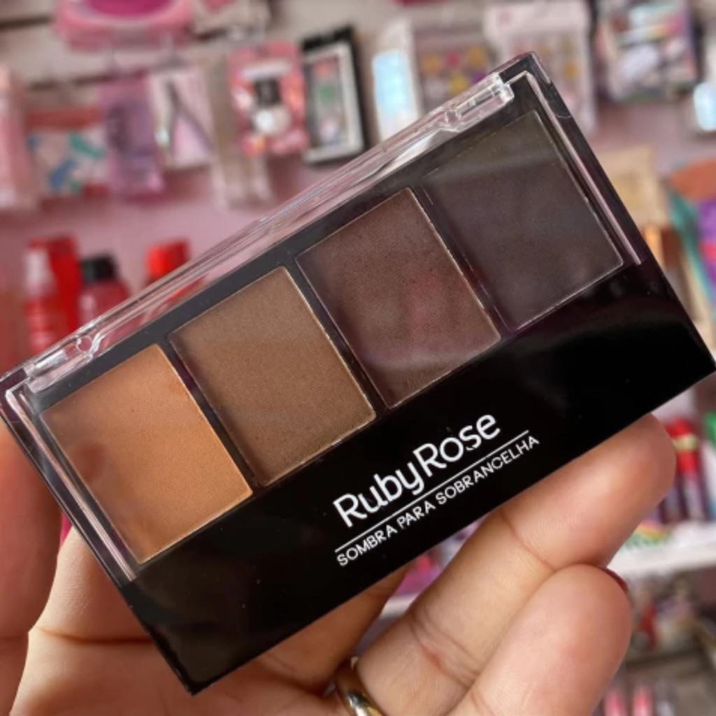 Paleta de Sombra Para Sobrancelha com Espelho e Pincel Duo Ruby Rose® 4 em 1 HBF572