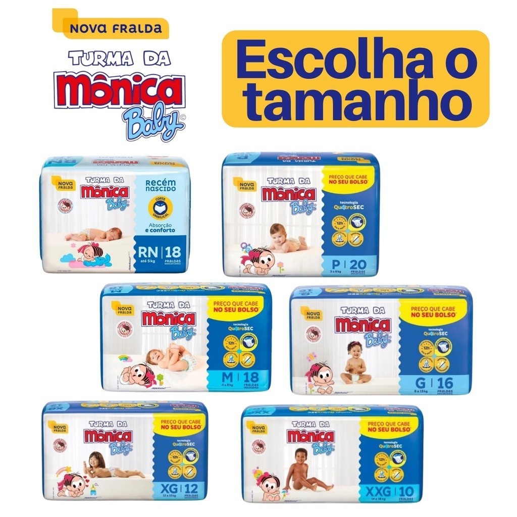 Fralda Turma Da Mônica P Pacote com 44 Fraldas