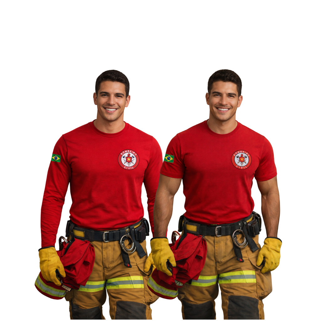 Kit Camiseta Manga Curta e Manga Longa Bombeiro Uniforme Profissional