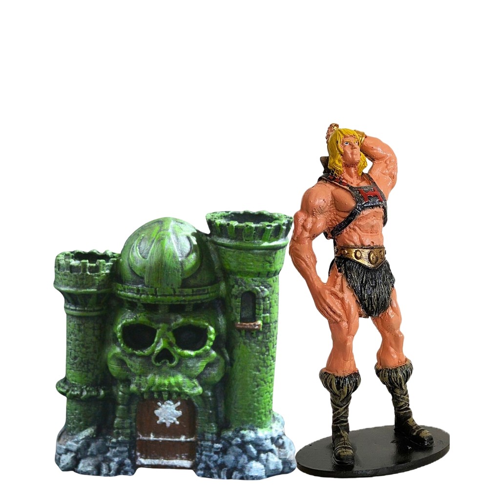 Kit He-Man Estátuas bonecos Action Figure Castelo de Grayskull + He-Man Resina