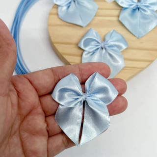 Kit Laço de Cetim AZUL BEBÊ 20/40/100 UNID. - nº5 - 5 cm COM FITA PARA AMARRAR em Oferta na Shopee