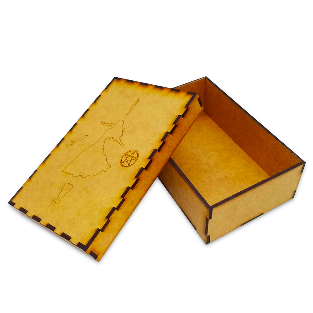 Kit Baralho Tarô Cigano 36 Cartas e Porta Tarô Caixa Madeira