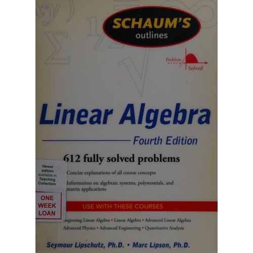 Schaum's Outline of Linear Algebra de Seymour Lipschutz 7821650