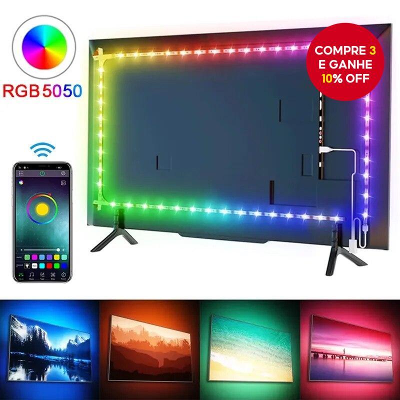 Fita LED USB 5050 RGB-Flexível Com Mudança De Cor Bluetooth , Luz De Fundo De Sincronização De Música Para Sala De Jogos