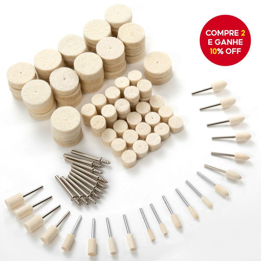 Kit de Roda de Polimento de Lã Feltro - 80 Acessórios para Ferramentas Rotativas com Haste de 1/8 para Polimento de em Oferta na Shopee