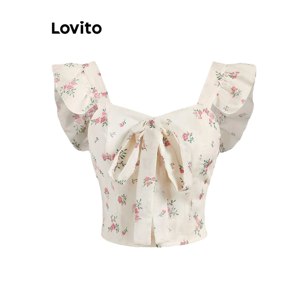 Lovito Regata Casual Ditsy Floral Bow Regata Feminina L99ED667 em Oferta na Shopee