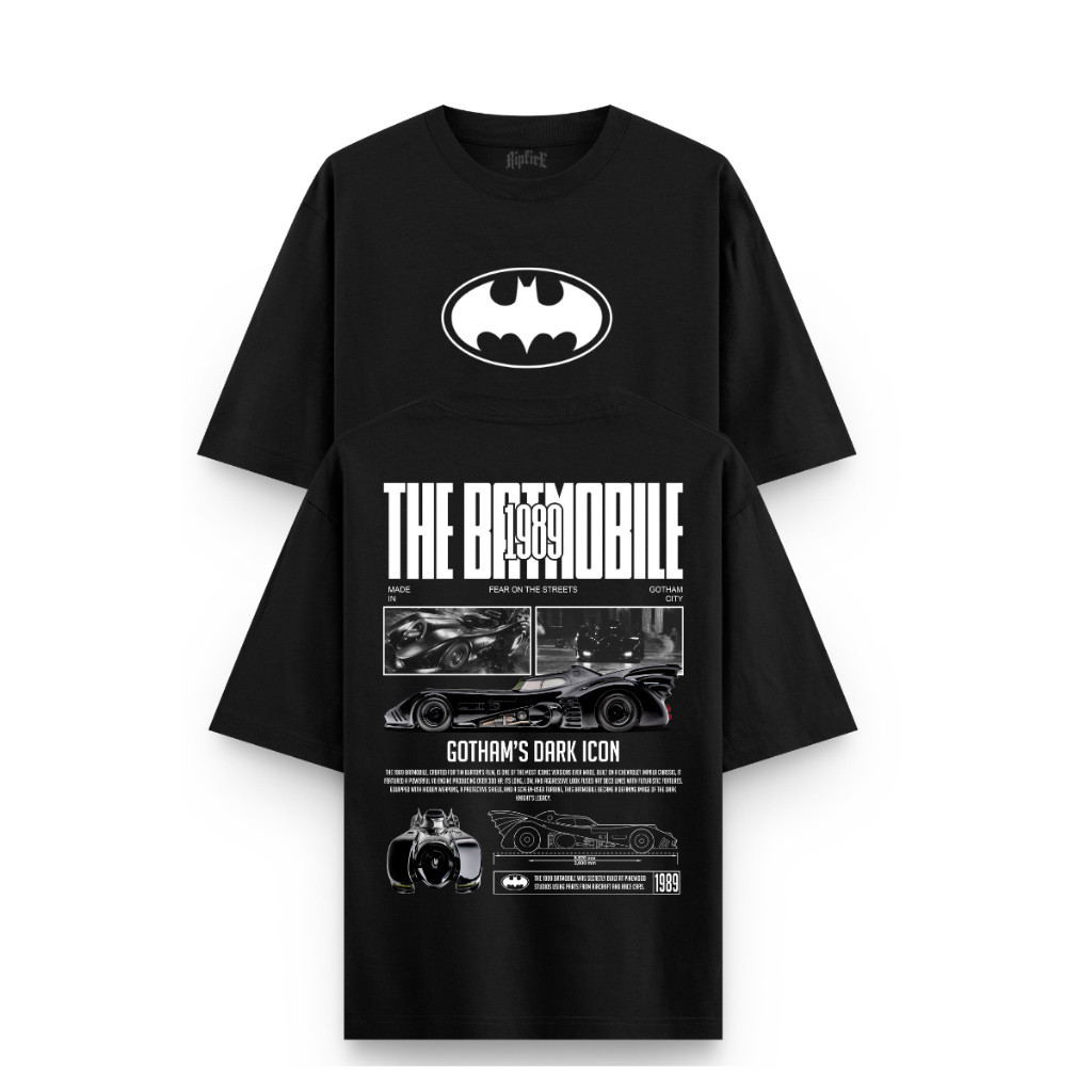 [Camiseta Premium em Algodão Puro]VU Camiseta Oversized Batman Batmóvel Gotham Streetwear Alt Y2k Cybersigilism Algodão