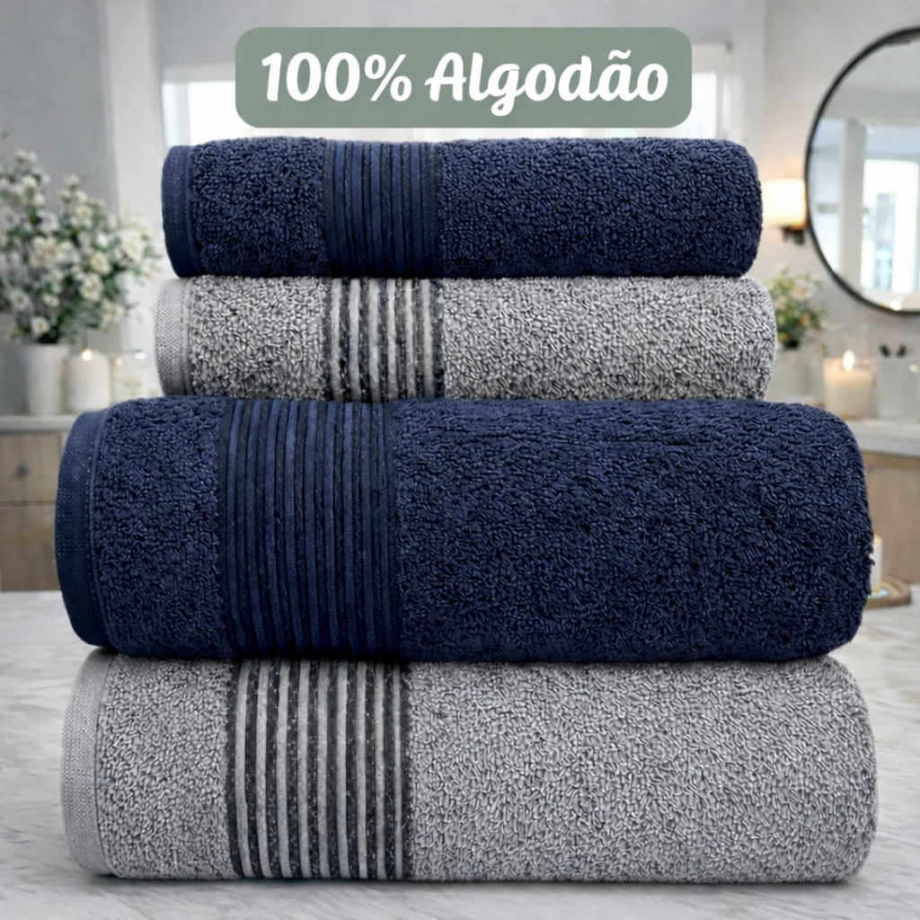 Kit Jogo De Toalhas Banho Rosto Banhão Extra Grande 100% Algodão Premium Macia em Oferta na Shopee