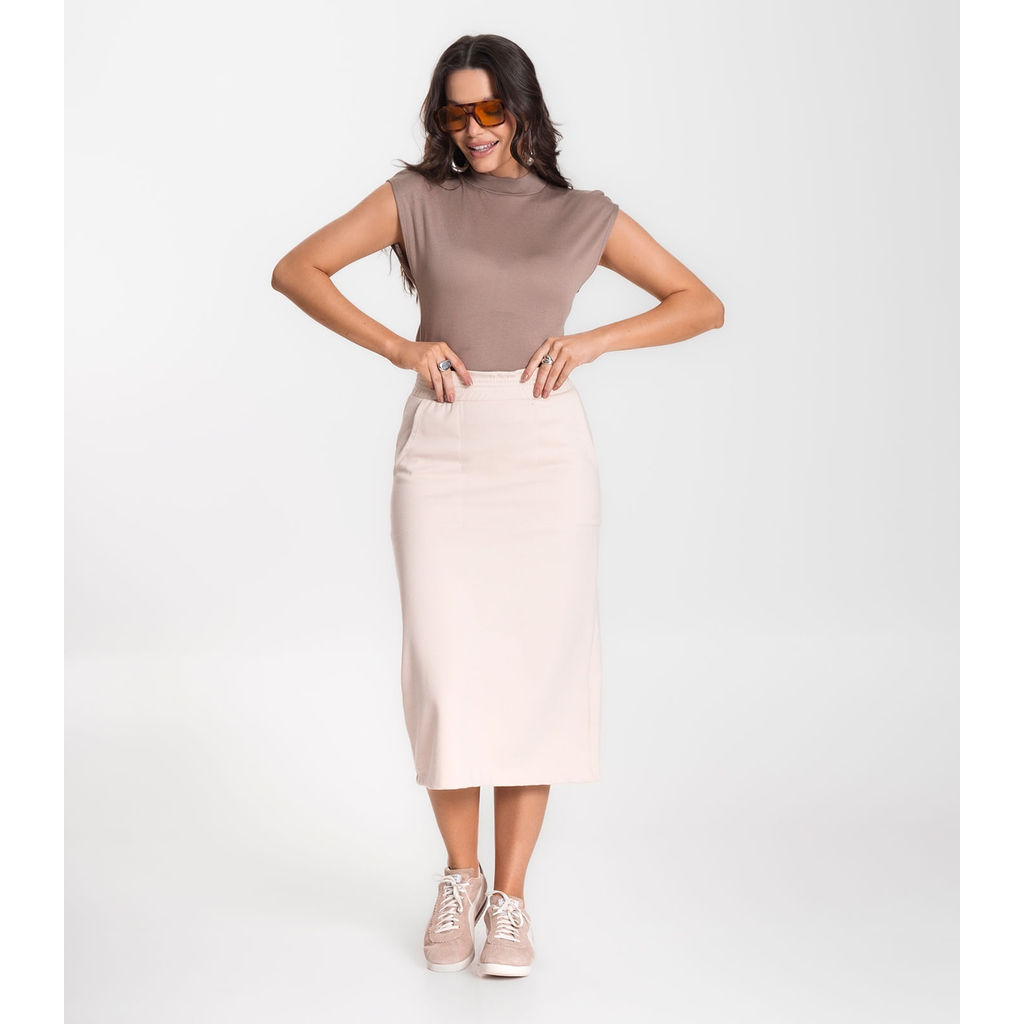 Saia Feminina Select Bege em Oferta na Shopee