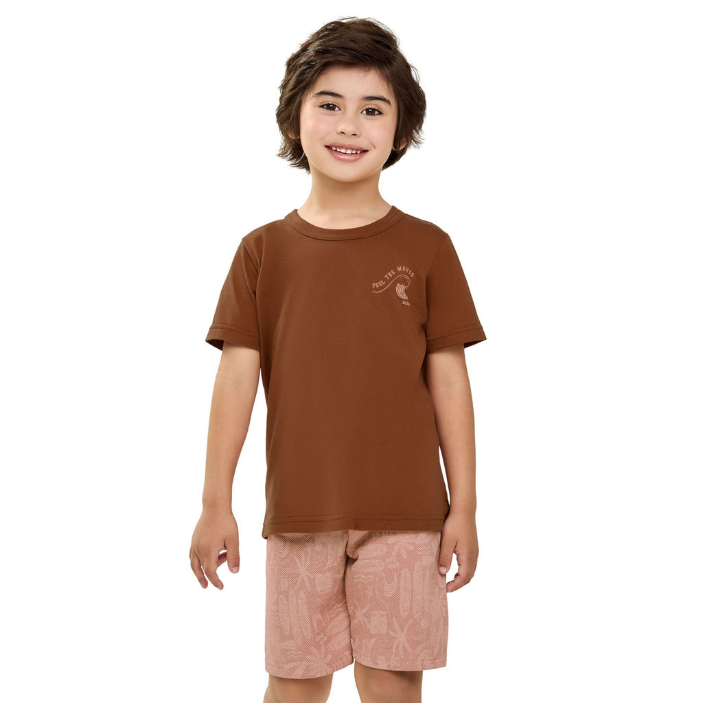 Conjunto Infantil Menino Estampa Tropical Elian Marrom em Oferta na Shopee