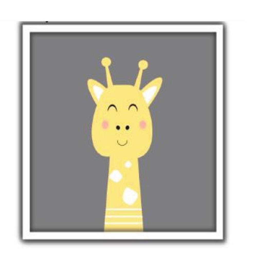 Quadro Decorativo Infantil Girafa Girafinha Para Quarto Bebe Safari Animais Coloridos Criança Menino Menina