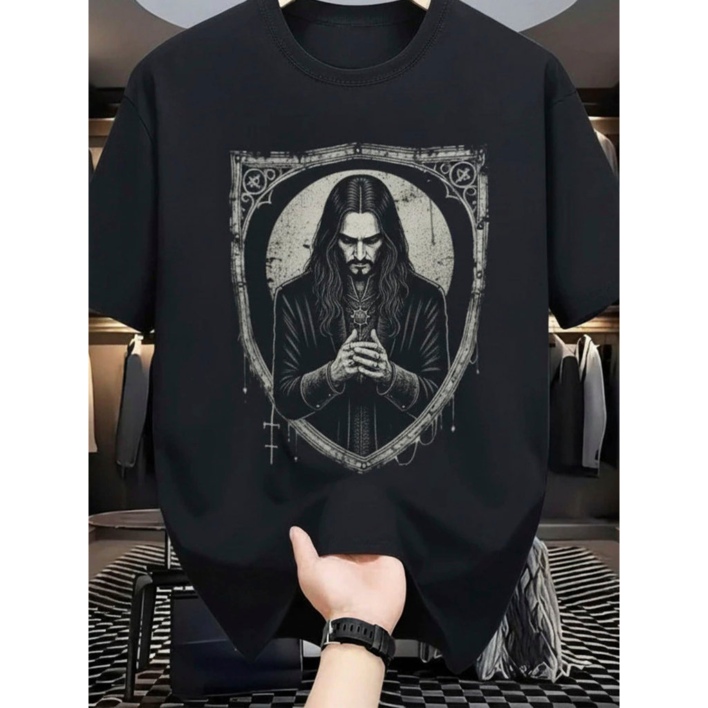 Camiseta Masculina Streetwear Arte Sombria Estampada Lançamento Camiseta 100% Algodão Camisetão  Oversized - Excelencia