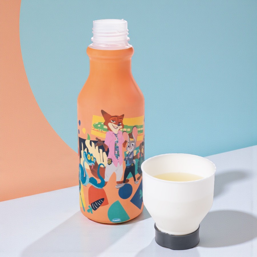 Garrafa Fresh com Copo - Zootopia - 500ml - Disney Original - 1 unidade - Plasútil - Rizzo