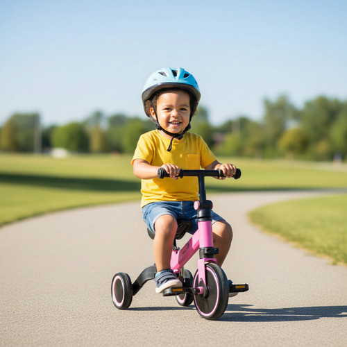Bicicleta Infantil 3 em 1 Rosa Equilíbrio, Mini Bike e Triciclo até 25kg com Rodas EVA