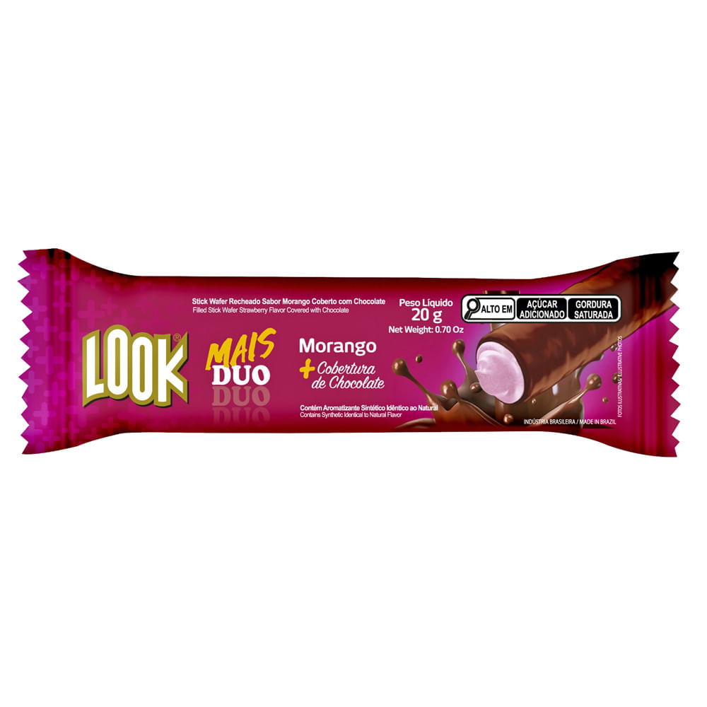 Chocolate Look Mais Duo Morango com Cobertura de Chocolate 20g