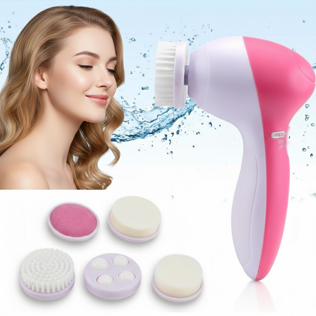Escova de Limpeza Facial Elétrica 5 em 1 Massageadora Esfoliante