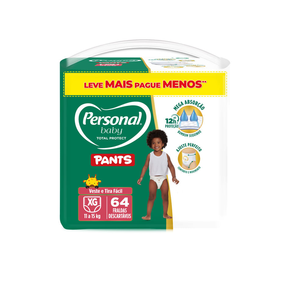Fralda Personal Baby Total Protect Pants Tamanho XG com 64 Unidades Leve Mais Pague Menos em Oferta na Shopee