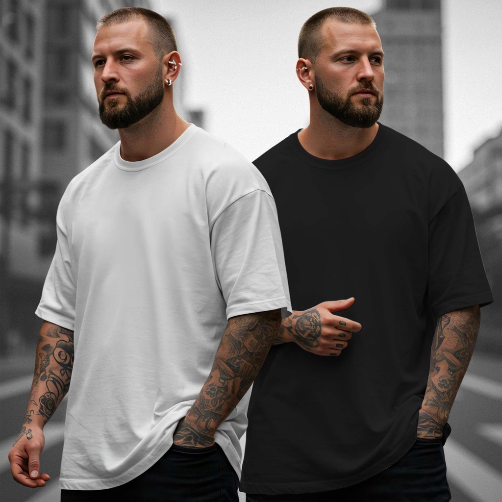 Kit 2 Camisetas Oversized Masculinas Básicsa Lisas Algodão Premium 100 Porcento Streetwear Casual