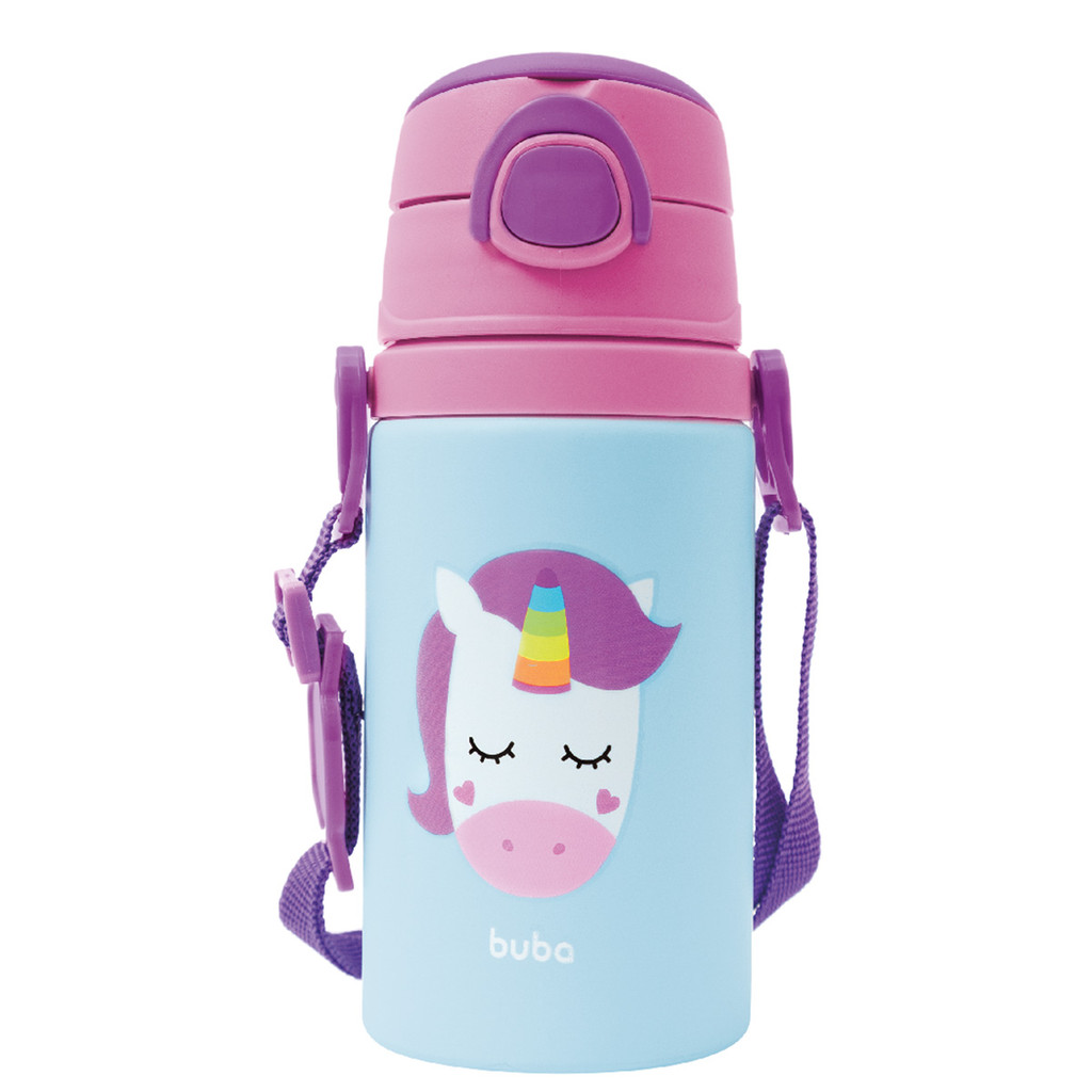 Garrafinha Alumínio Canudo Buba Animal Fun Unicórnio 400ml em Oferta na Shopee