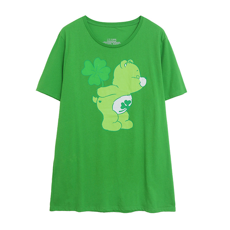 Casal estilo ~ comércio exterior verão desenho animado impresso camiseta de manga curta feminina solta tamanho grande ma