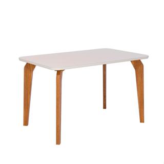 Mesa de Jantar Retangular com Tampo de Vidro Papaia Off White e Madeira 130 cm em Oferta na Shopee