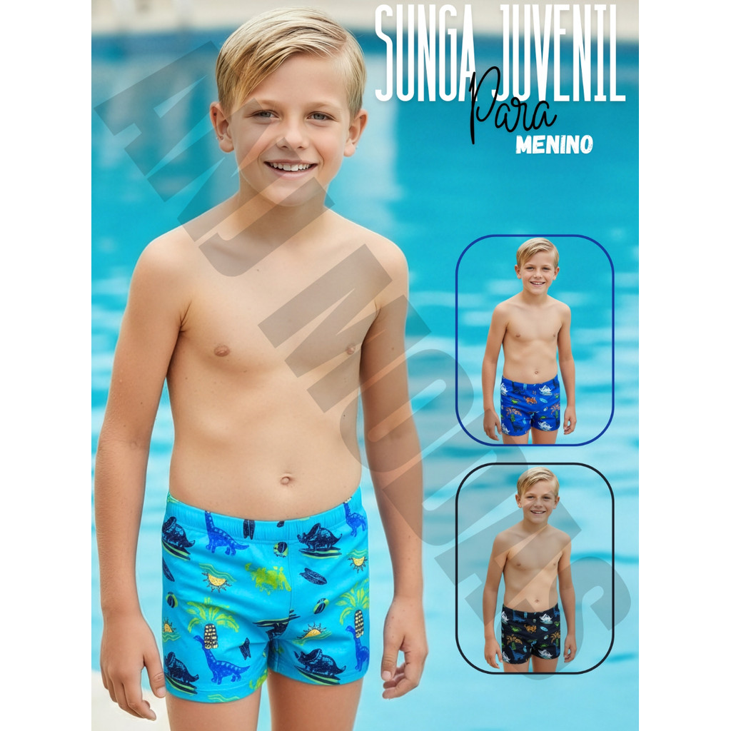 Sunga Infantil Box Boxer Juvenil Menino Praia Piscina