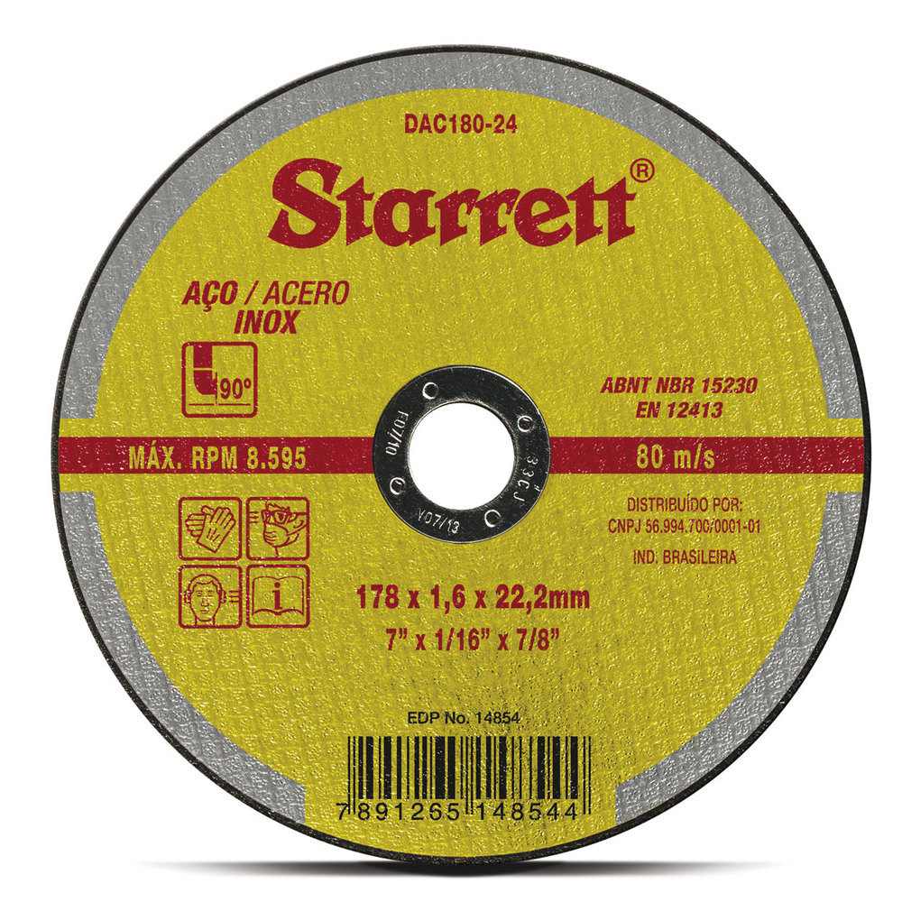 Disco de corte para metal e inox 178 x 1,6 x 22,22 mm - Starrett em Oferta na Shopee