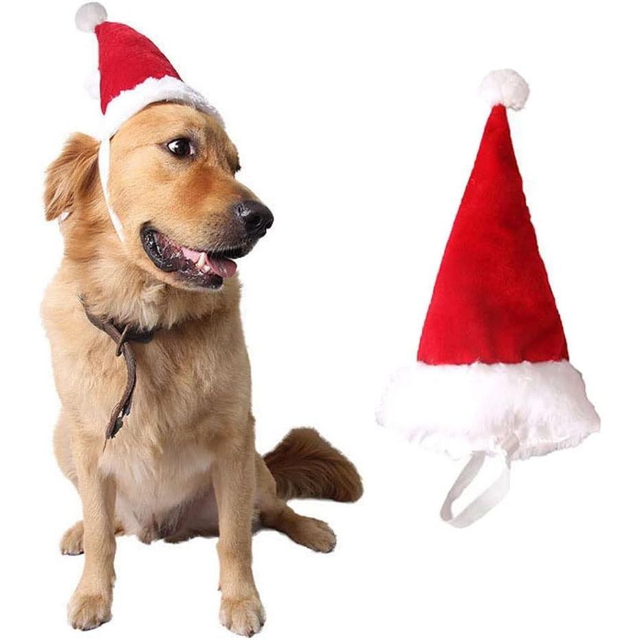 Chapéu de Papai Noel 3D Ajustável para Cães e Gatos (Grande)