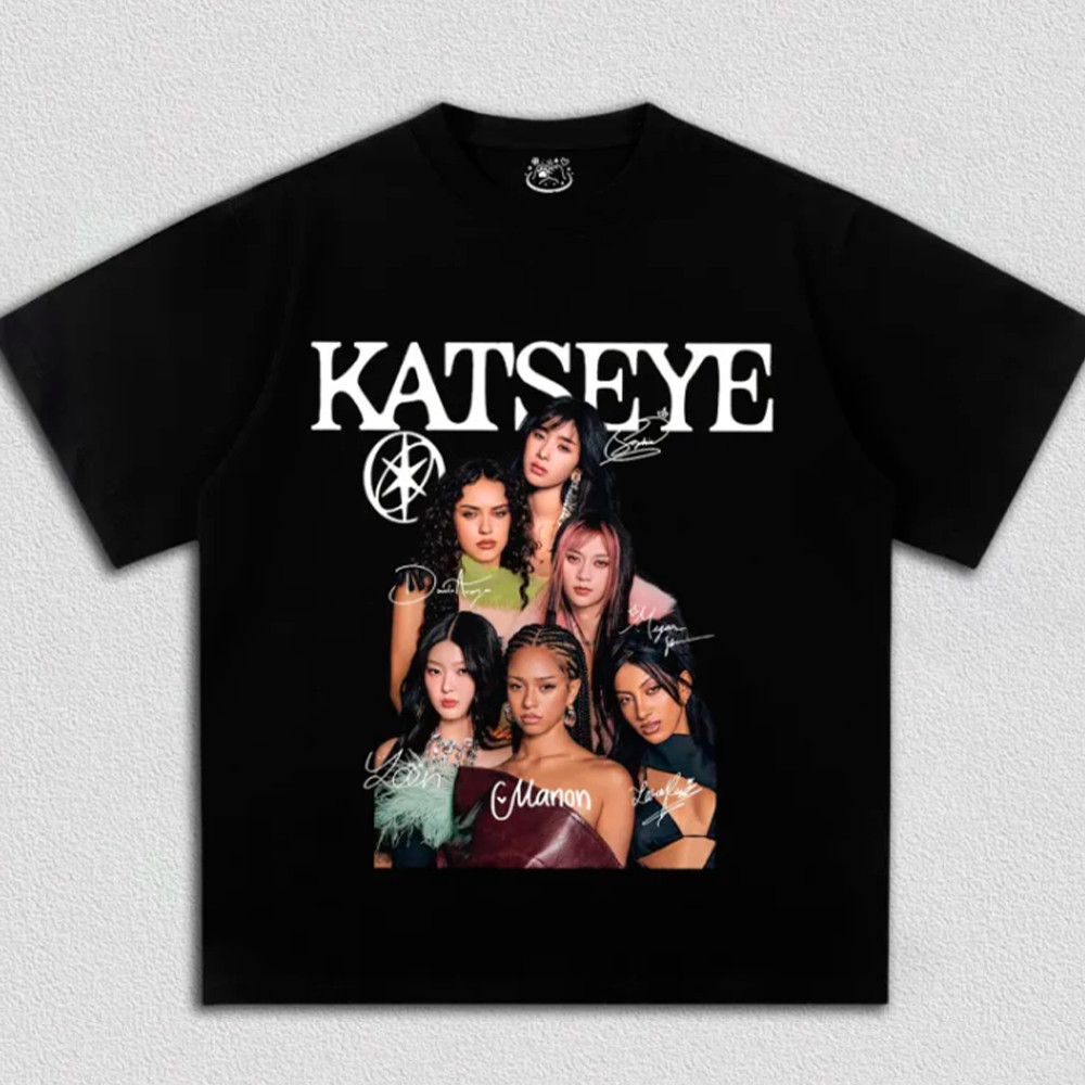 [Camiseta Premium em Algodão Puro]TT Camiseta Basica e OVERSIZED Unissex Katseye The Tour Banda Feminina Pop Street Art