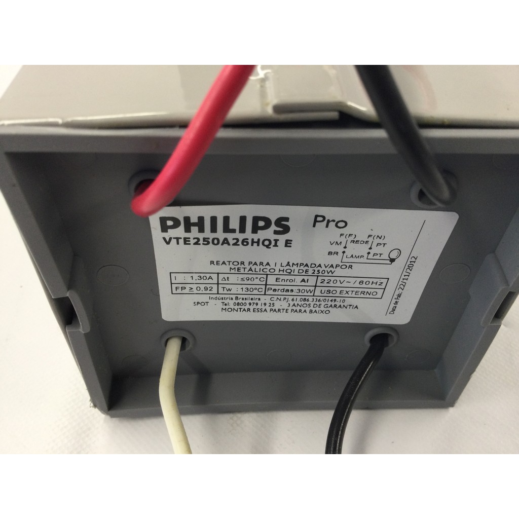 REATOR DESCARGA PHILIPS VTE250A26HQI E 250 W 220-240 V - ORIGINAL ALTA PERFORMANCE PARA ILUMINAÇÃO PROFISSIONAL