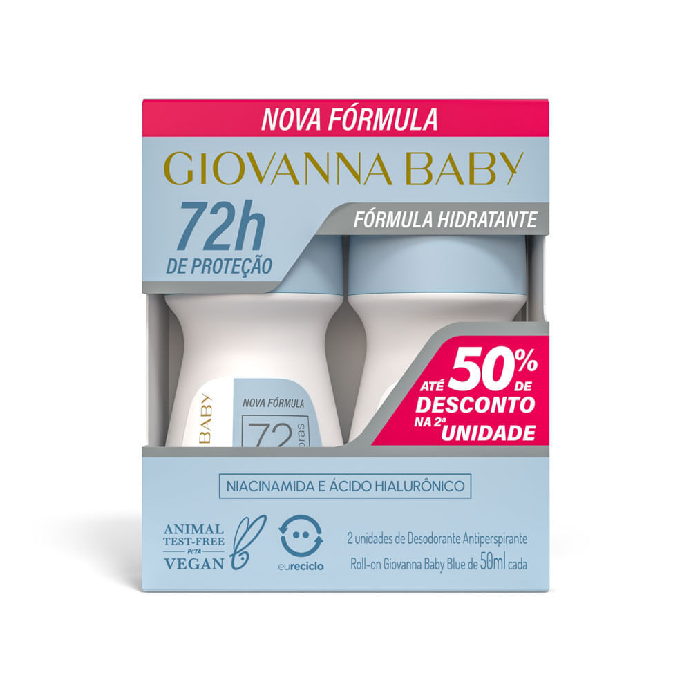 Kit Desodorante Giovanna Baby Blue Roll-on Antiperspirante com 2 Unidades 50ml cada em Oferta na Shopee