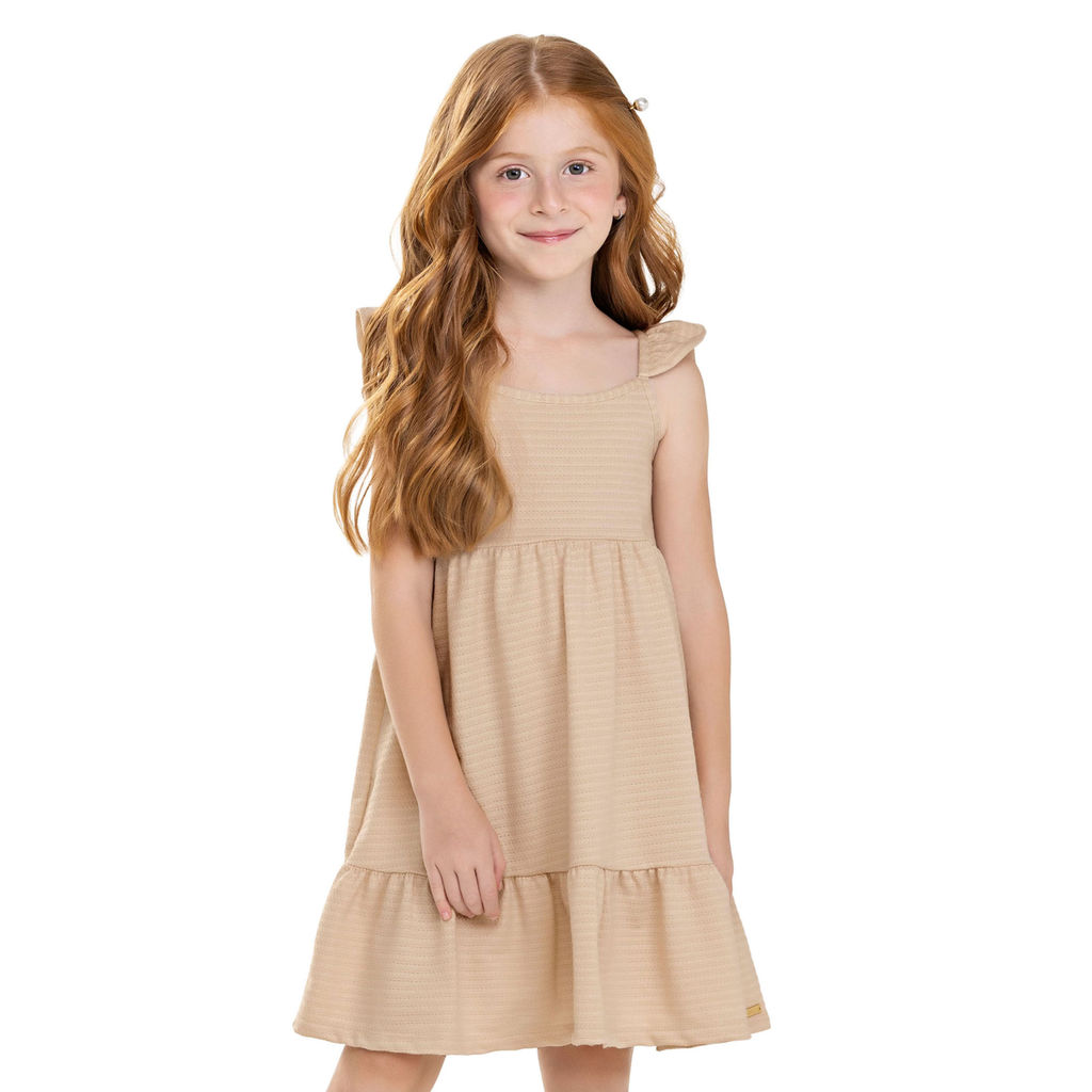 Vestido Infantil Menina Alças Babados Colorittá Bege em Oferta na Shopee