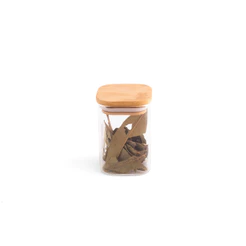 Pote de Mantimentos Quadrado Flat 200ml Tampa Bambu - Oikos