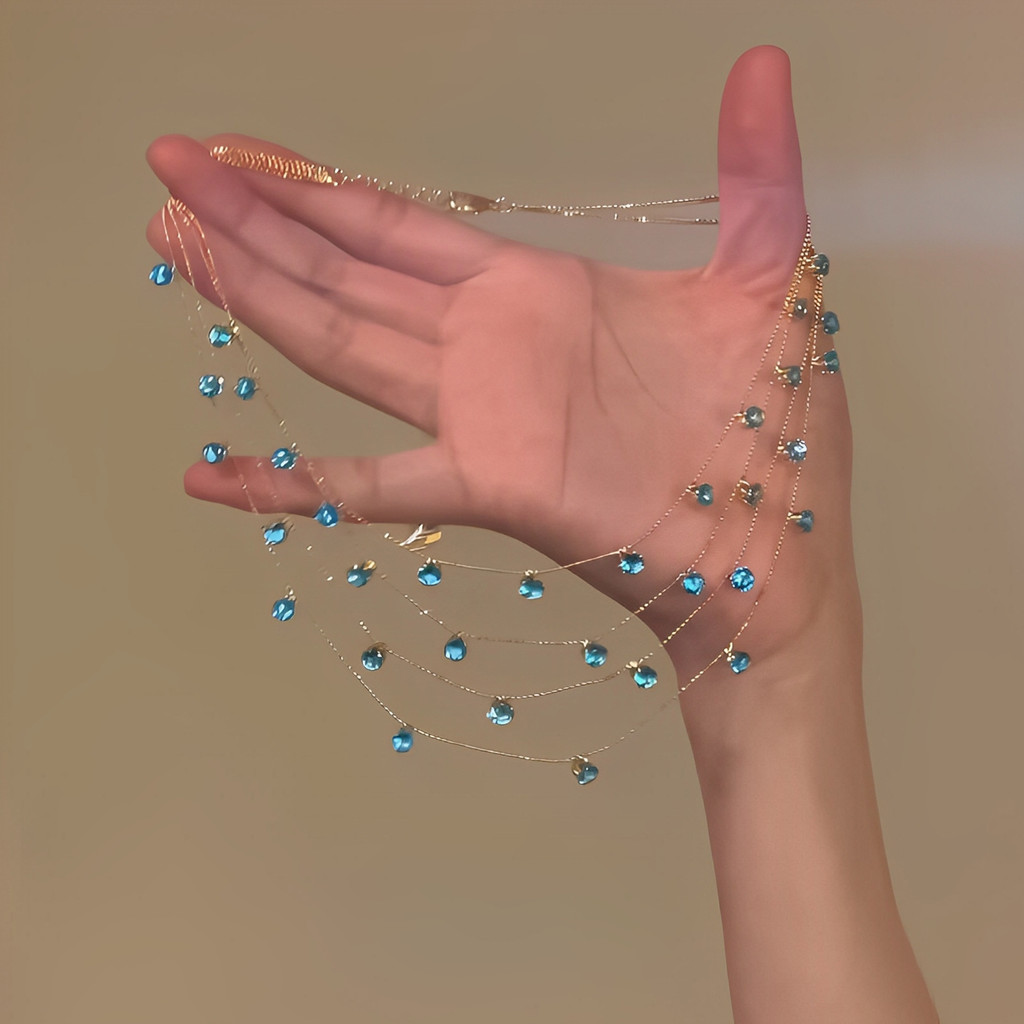 Colar De Múltiplas Camadas Para Mulheres , Com Pingente Exclusivo De Strass Presente De Aniversário E Feriado