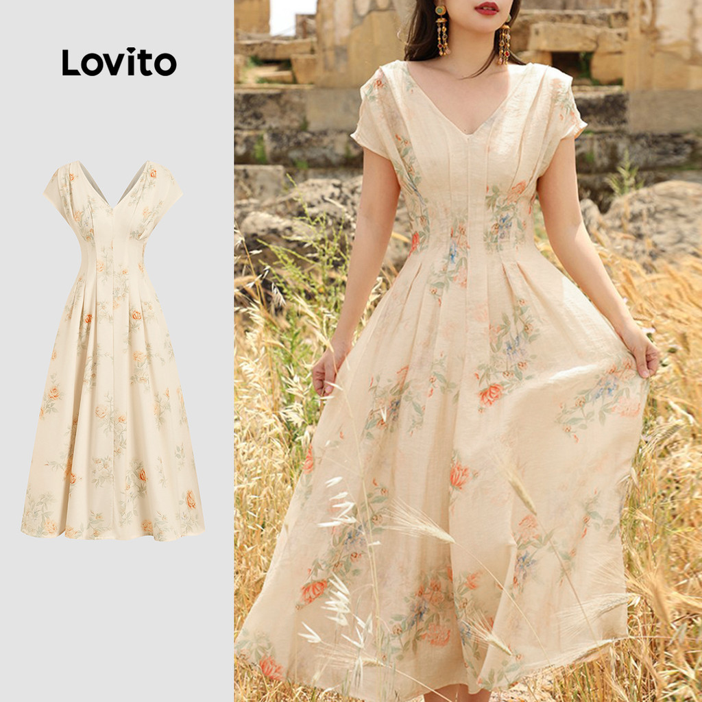 Lovito Estrutura de Roupa Casual Linha de Vestidos Primavera/verão para mulheres L154ED513 em Oferta na Shopee