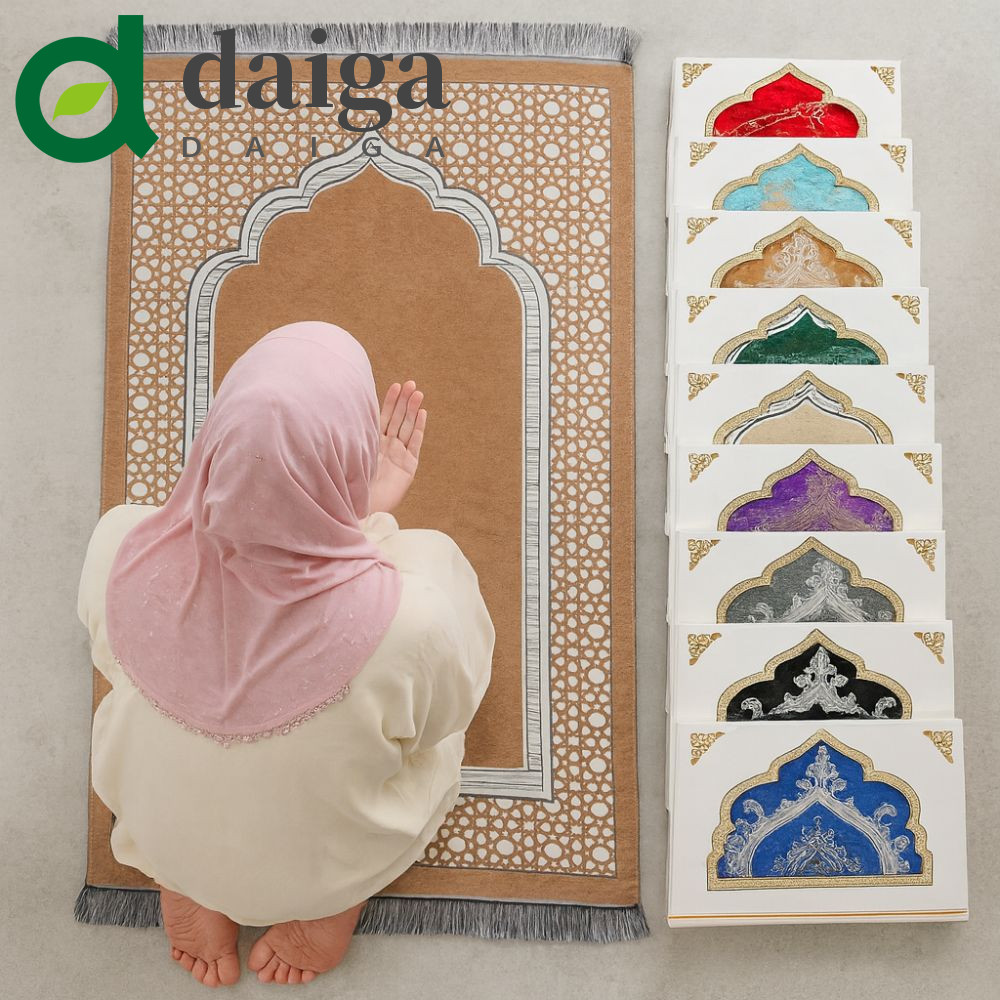 Imagem Tapete De Oração Muçulmano DAIGA , Conjunto De Antiderrapante 70x110cm , Islâmico Estilo Étnico Dobrável Retangular